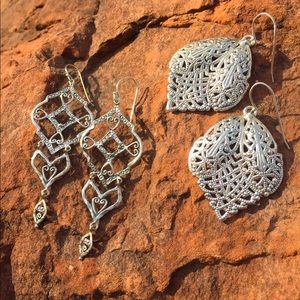 Two pair earrings sterling silver filigree